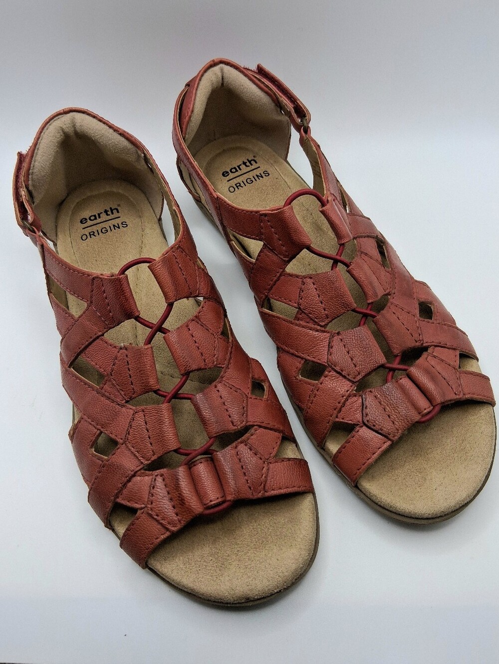 Earth Origins Belle Bridget Adjustable Leather Fishermen's Sandals Regal Red 7M